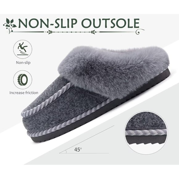 🆕Womens Grey Memory Foam Cozy Fluff Plush Comfy House Winter Slippers - Picture 8 of 11